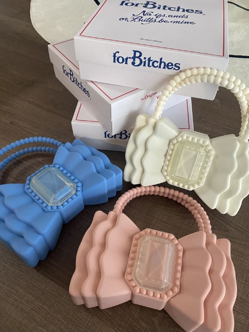 正确版 宋妍霏同款意大利小众forbitches蝴蝶结软硅胶芭比手提包