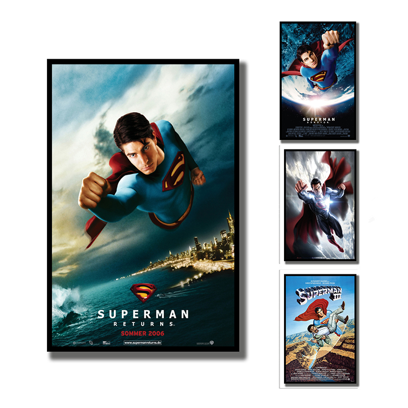 超人海报个性复古牛皮纸怀旧儿童房电影相框装饰画漫威DC超级英雄