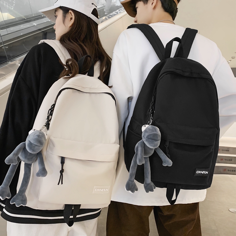 新款大容量双肩包简约电脑背包初中生高中生大学生书包情侣旅行包