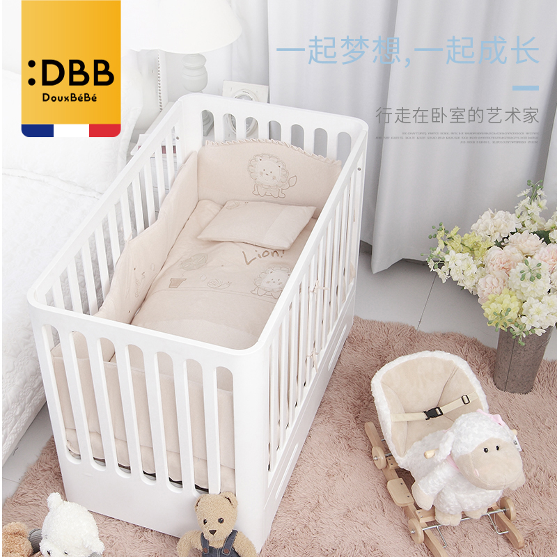Douxbebe Baby bed solid wood multi-function Mosaic Big bed baby game Roller Newborn bb Bedin the Diapers/Care/Feeding/Push lathe , Crib/Crib/Cradle/Chair , Crib/Children's beds category - from Buy2taobao.com to provide professional Taobao agent buy service