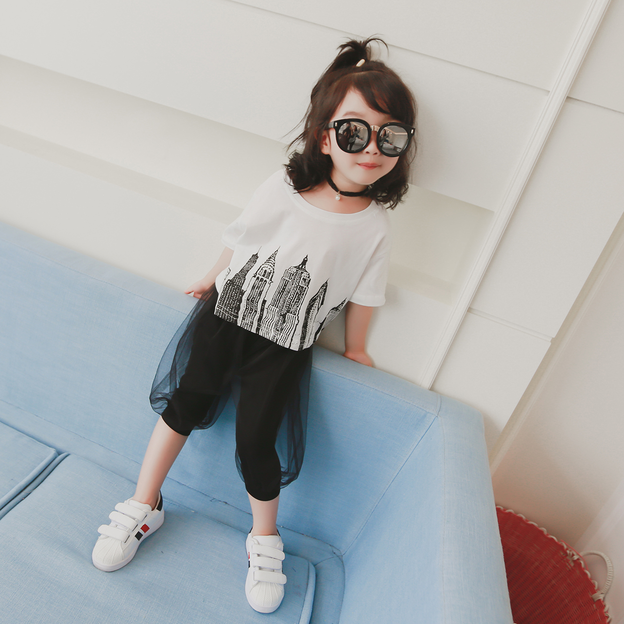 女童夏装套装裙2019新款儿童装中大童夏季洋气网红时髦短袖两件套