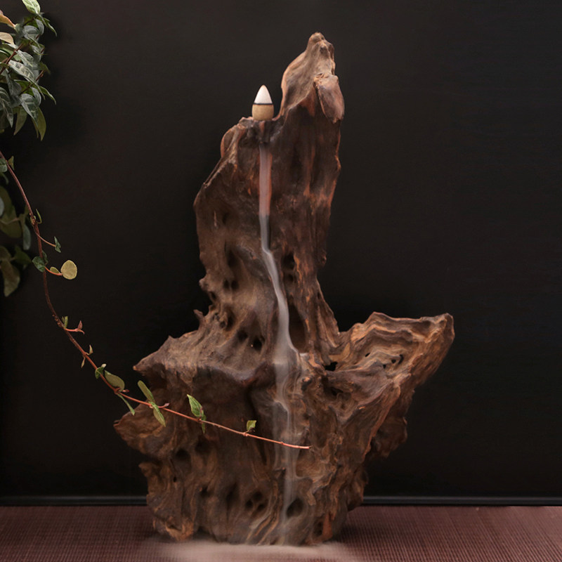 天然陈木倒流香座 禅意造景水沉木根