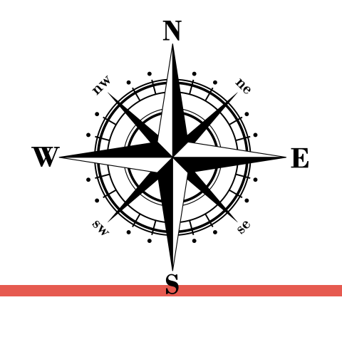 罗盘指南针方位指针汽车艺术贴画贴花黑色玻璃门墙贴