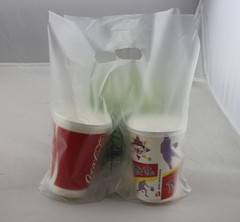 饮料打包袋加厚奶茶打包袋KFC外卖袋塑料肯德基双杯袋500个