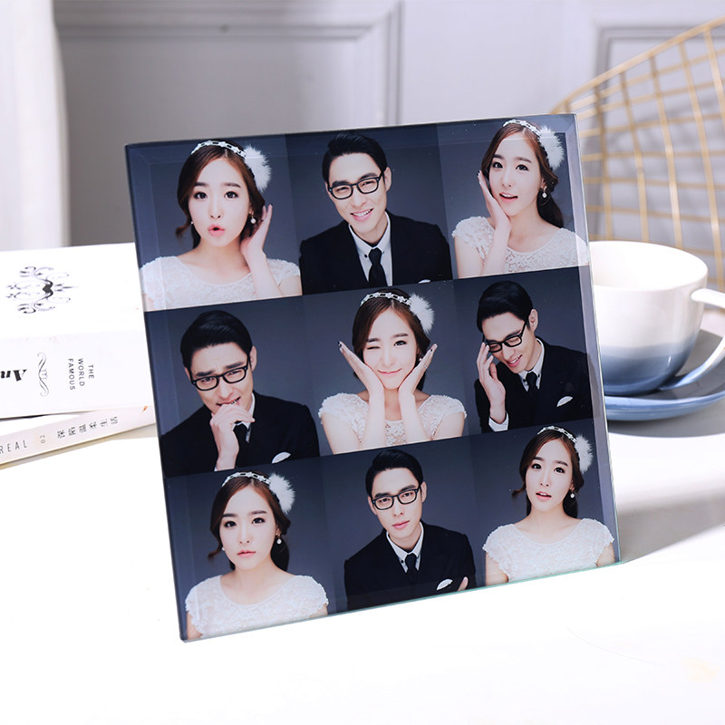 水晶_冰雕水晶 奥斯卡摆台玻璃相框 10寸拼图照片放大制作相片定制