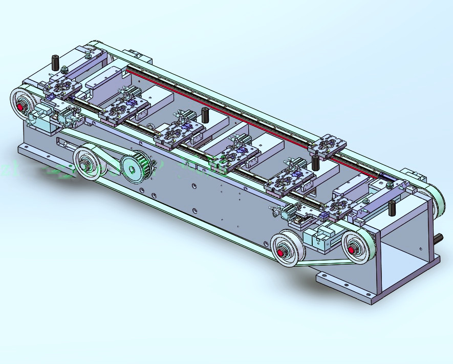 带载具定位的同步带输送循环流线 3D图纸 机械自动化3D图STEP