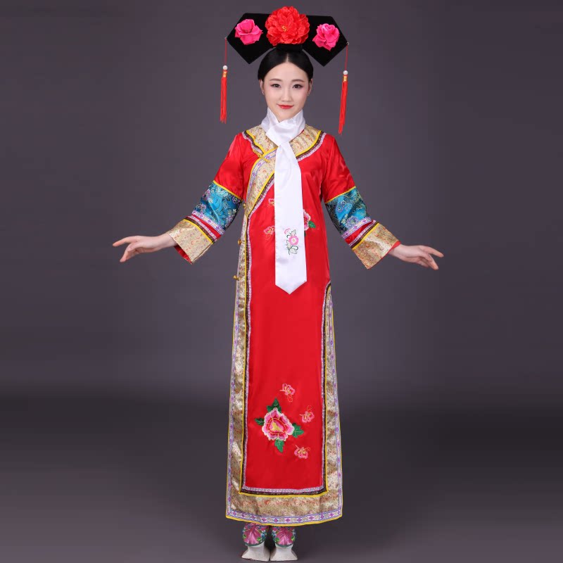 清朝古装格格服装 满族旗服女古代宫女 娘娘嬷嬷宫廷甄嬛传演出服