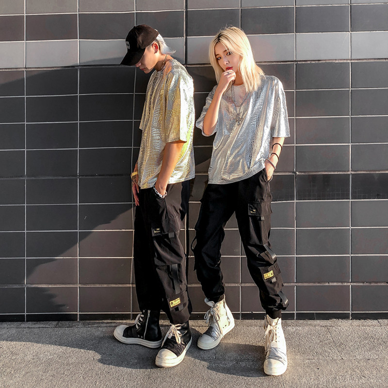 嘻哈套装女夏宽松街舞情侣时尚舞蹈演出服街头现代休闲爵士舞台装