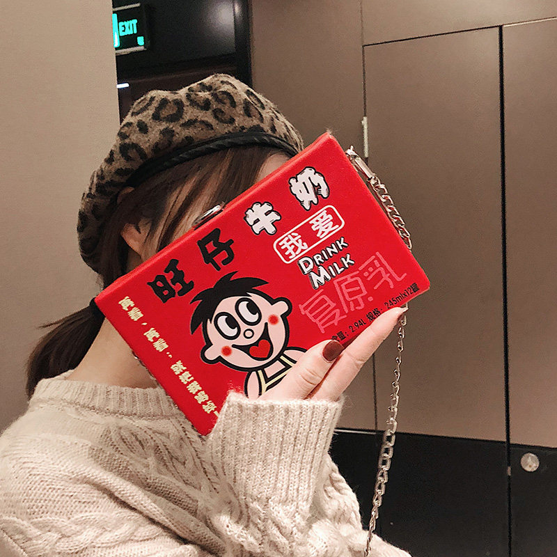ins超火小包包女2020新款夏旺仔牛奶卡通斜挎包女百搭可爱小方包