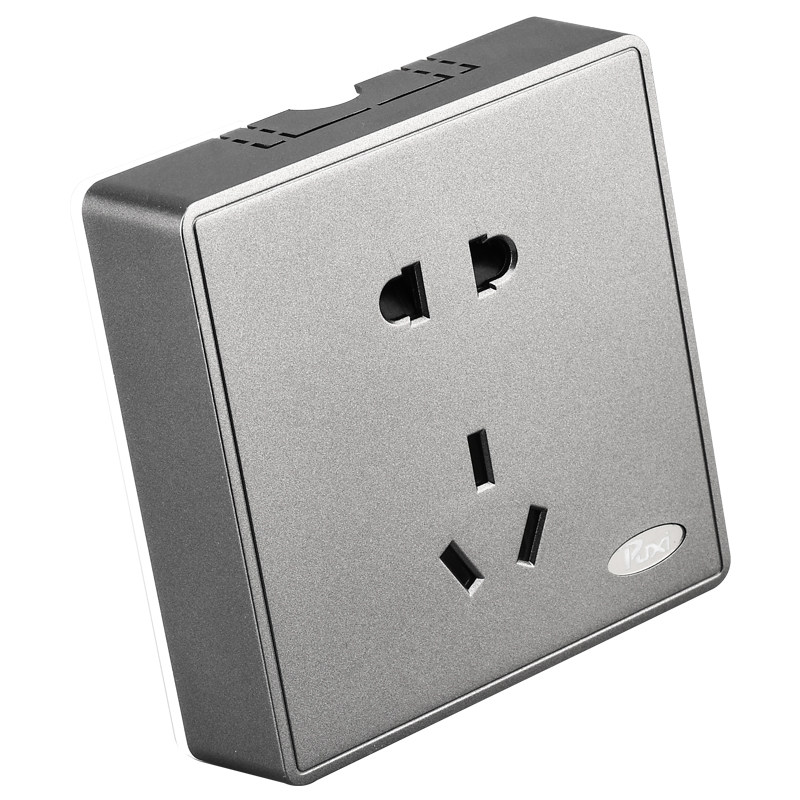 磨砂灰色明装开关插座五孔超薄16a空调插座家用墙壁明线插座带usb