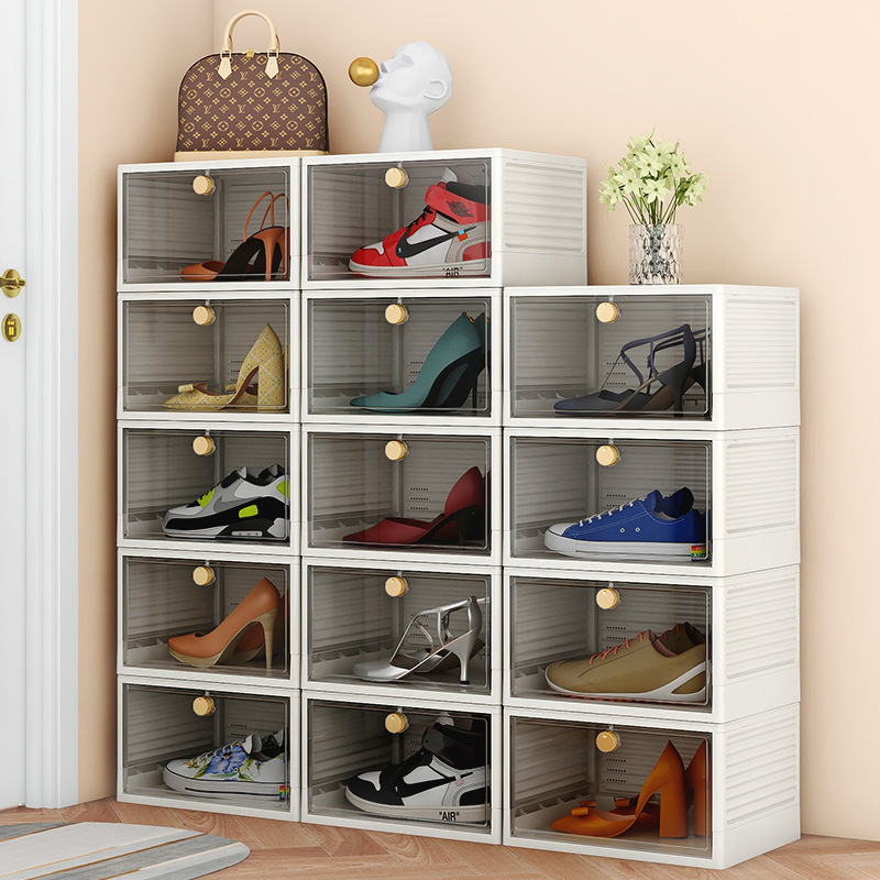 家用可折叠鞋盒防尘简约加厚塑料鞋子收纳盒免安装收纳组合鞋柜
