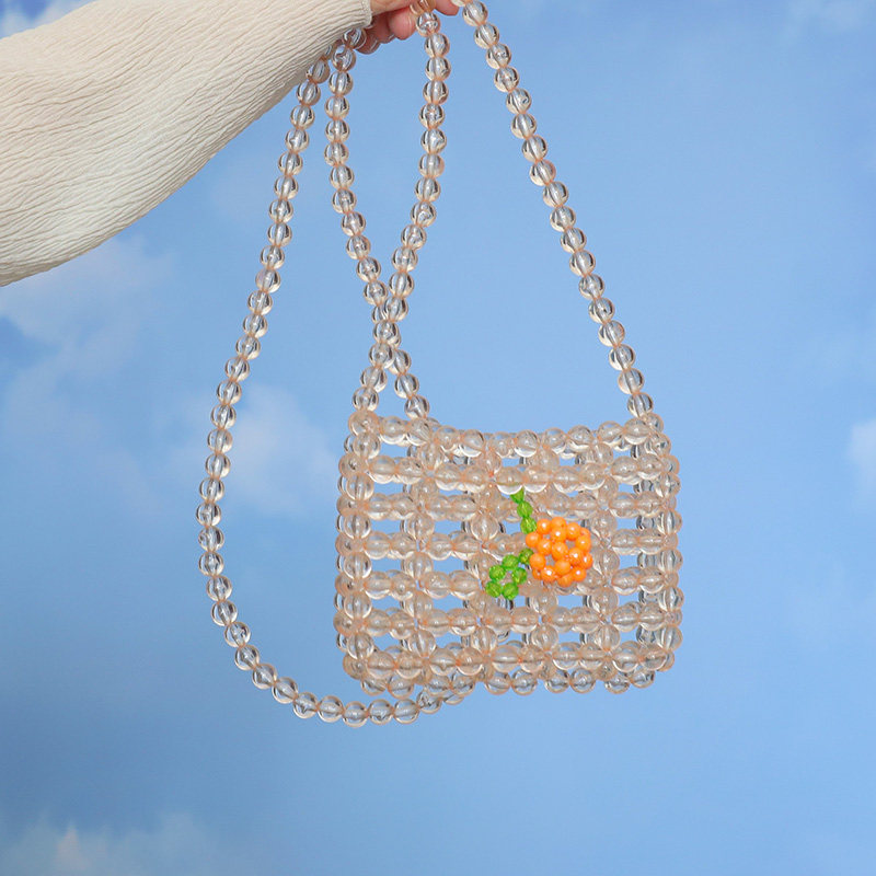 手工diy编织包材料包橘子汽水包珠子斜跨小包串珠包水晶珍珠包包