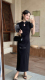 LS新中式立领镂空黑色连衣裙女夏季2024新款气质显瘦改良旗袍裙子