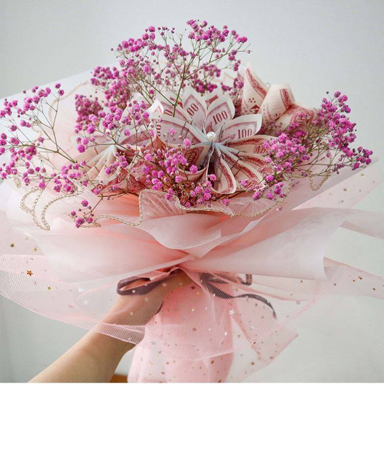 人民币有钱花花束材料diy可以放钱现金钱做的花束情人节送女朋友