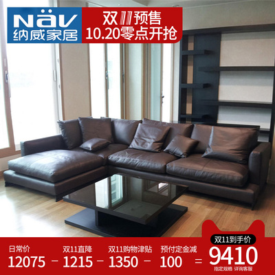 双11预售:纳威 N88N 北欧羽绒真皮沙发组合 贵妃+双位