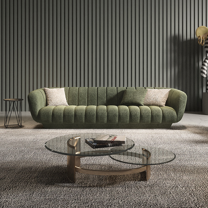 纳威意式轻奢布艺沙发客厅2021年新款设计师三人位极简墨绿色沙发