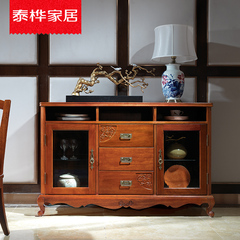 新中式餐边柜简约现代全实木储物柜餐厅原木碗柜两门三抽整装定制