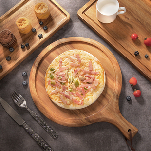 木质披萨托盘家用圆形蛋糕西餐盘面包比萨木板托牛排餐盘pizza板