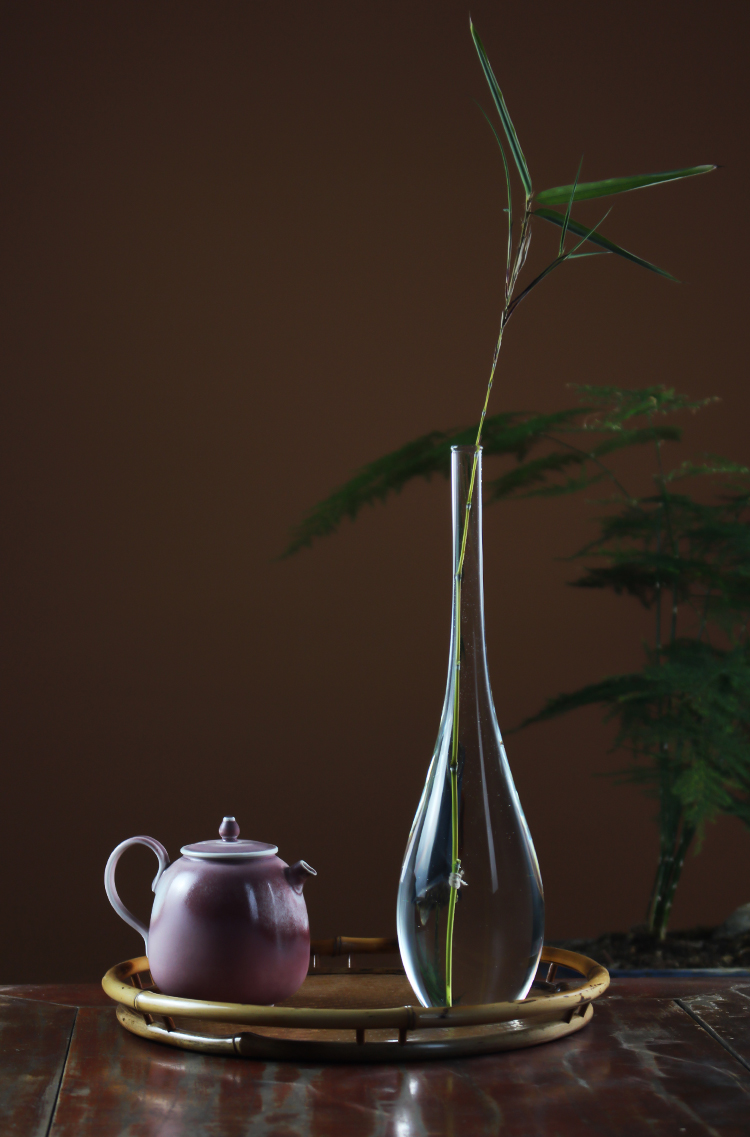 素功瑾礼中式透明小号床头玻璃花瓶插花水养水培客厅桌面禅意摆件