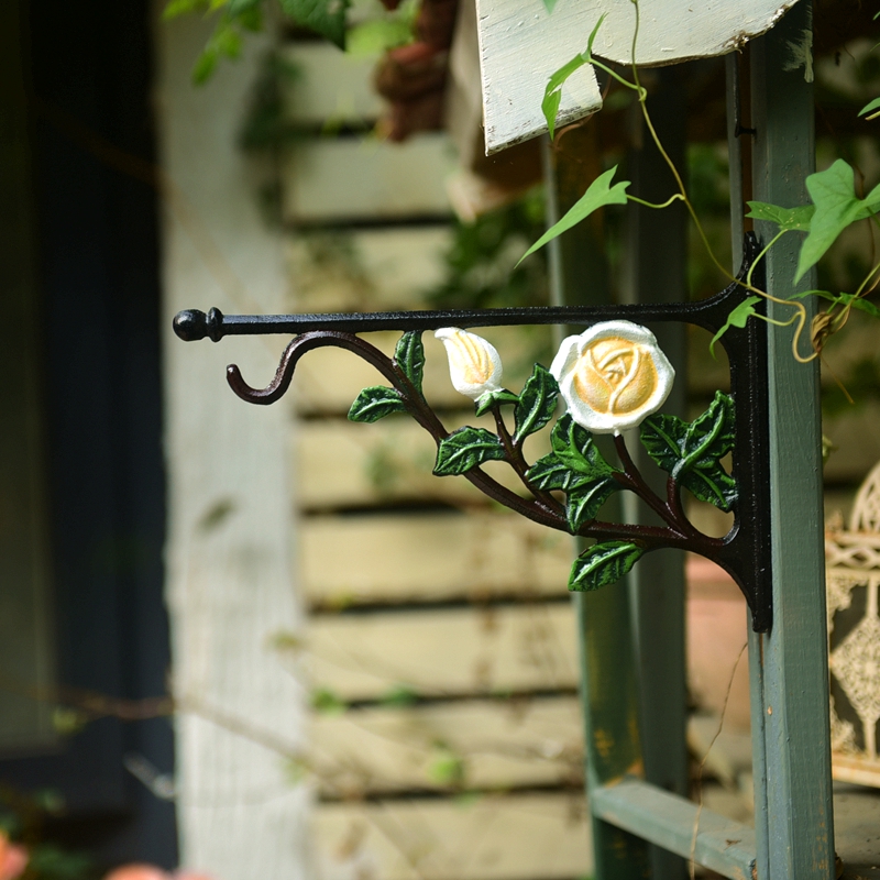 欧式铸铁彩绘玫瑰挂钩 花园挂钩 园艺杂货 手工双面绘制