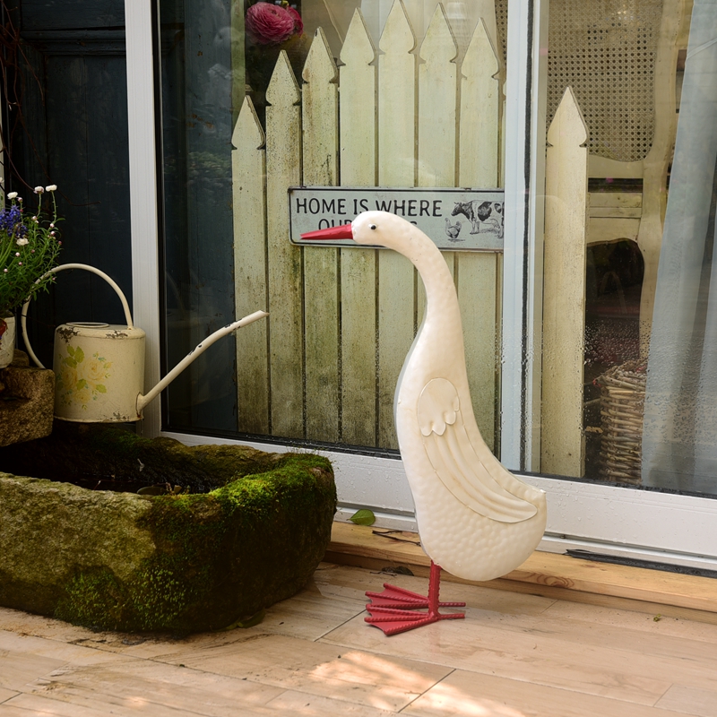 欧式铁皮做旧鸭子摆件 园艺庭院杂货 花园造景装饰推荐