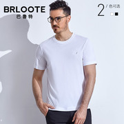 Brloote/巴鲁特T恤男 时尚休闲圆领舒适弹力绣花短袖 2019夏装
