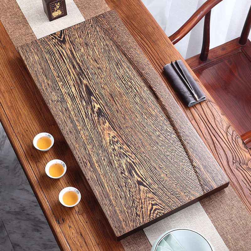 鸡翅木茶盘整块实木现代简约中式功夫茶具套装红木小型家用泡茶台