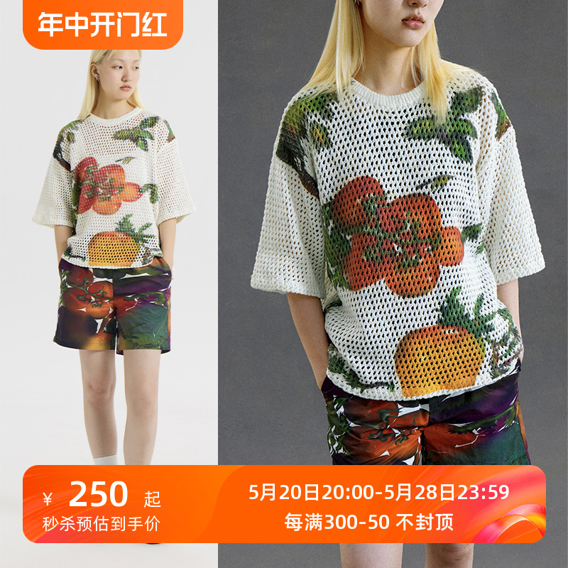 CONP 23SS Tomato T-shirts 果蔬印花立体织镂空T恤 复古休闲