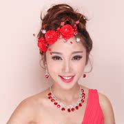 Good pretty brides beautiful fresh red Bridal Jewelry Wedding necklace Earrings Necklace tiara Crown accessories