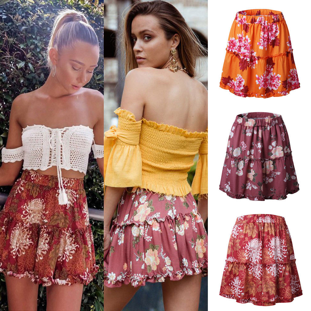tic Waist High Waist Floral Print Ruffles A-Line Mini Skirts在类目 女装/女士精品, 半身裙中 - 来自Buy2taobao.com提供专业的淘宝代购服务