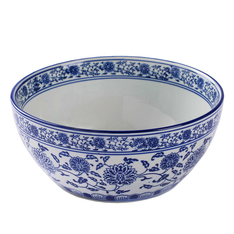 包邮青花瓷碗陶瓷汤碗面碗大号水煮鱼盆冒菜碗大碗汤碗和面盆 - 丽都