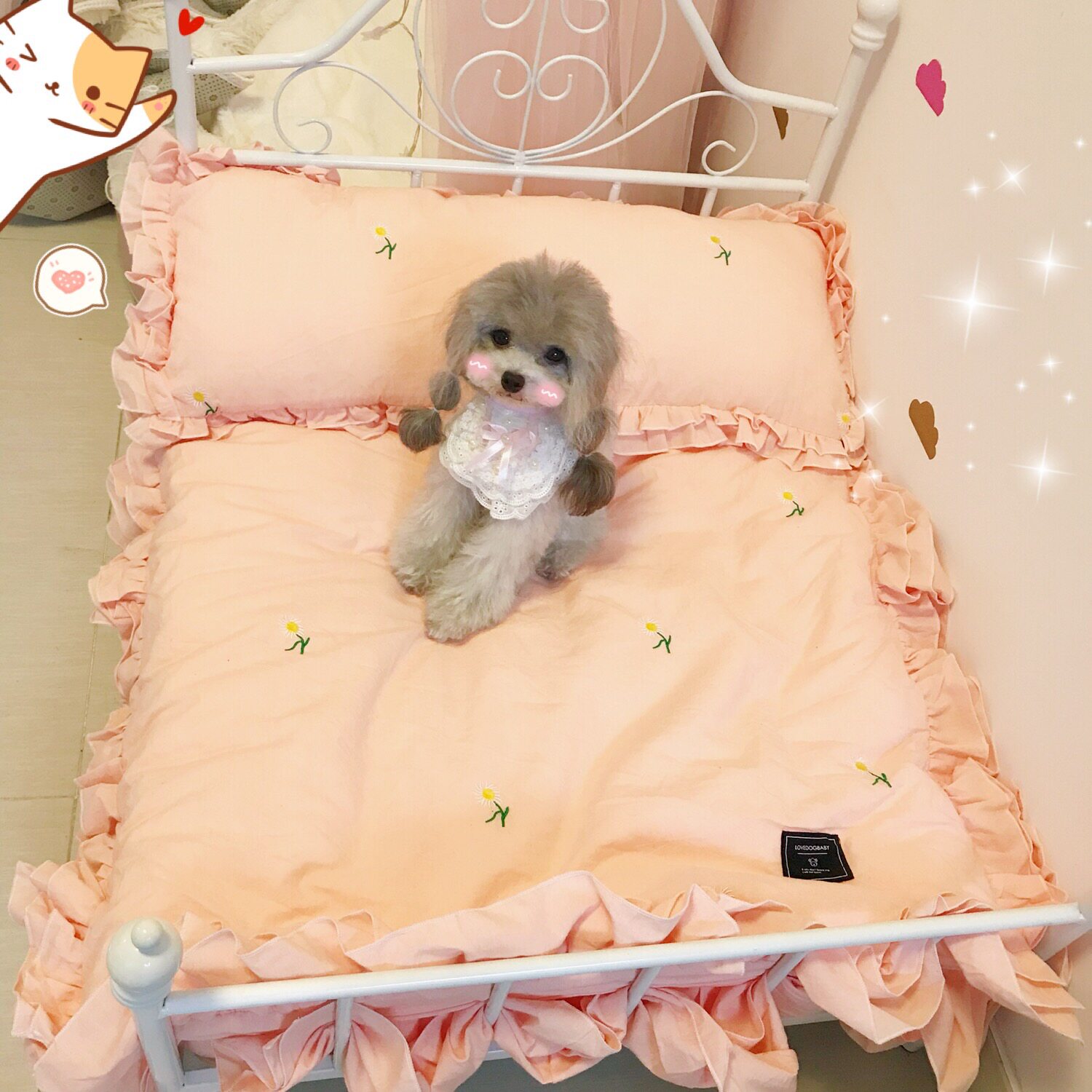 糯米同款ins甜美可爱小草莓宠物狗窝可拆洗狗狗铁艺床公主床拍照_不
