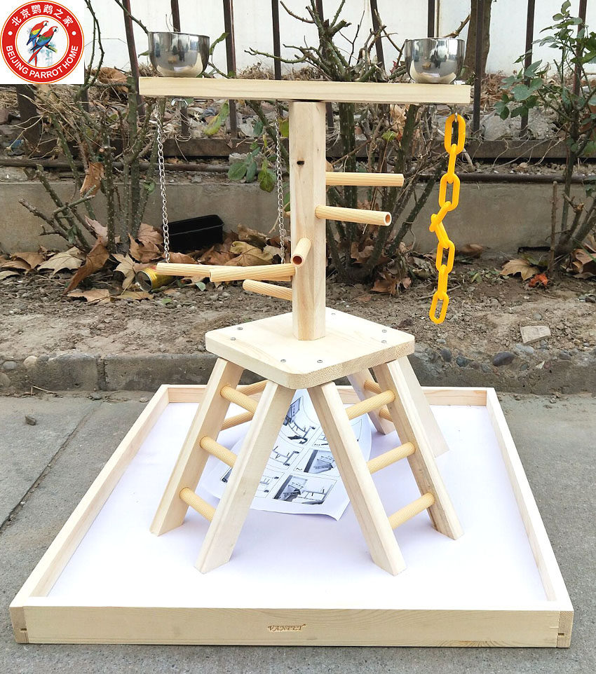 台式鹦鹉站架木制鸟架桌面游戏戏台游乐场带食盆其他