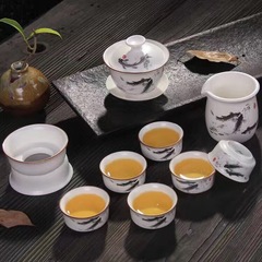 新款定窑茶具套装特价 盖碗功夫茶具 亚光釉 陶瓷茶具