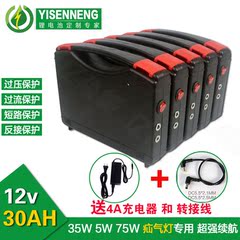 12V锂电池大容量可充电30AH疝气灯35W55W75W音响送专用充电器