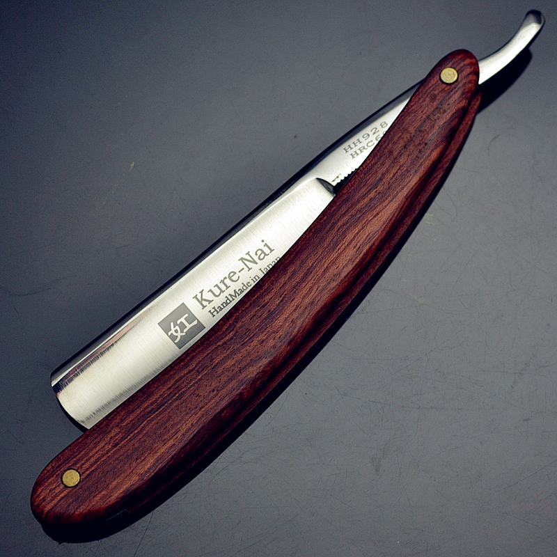 包邮kurenai妅牌老式剃刀鸡血红花梨木折叠刮脸刀剃须刀手动 剃头
