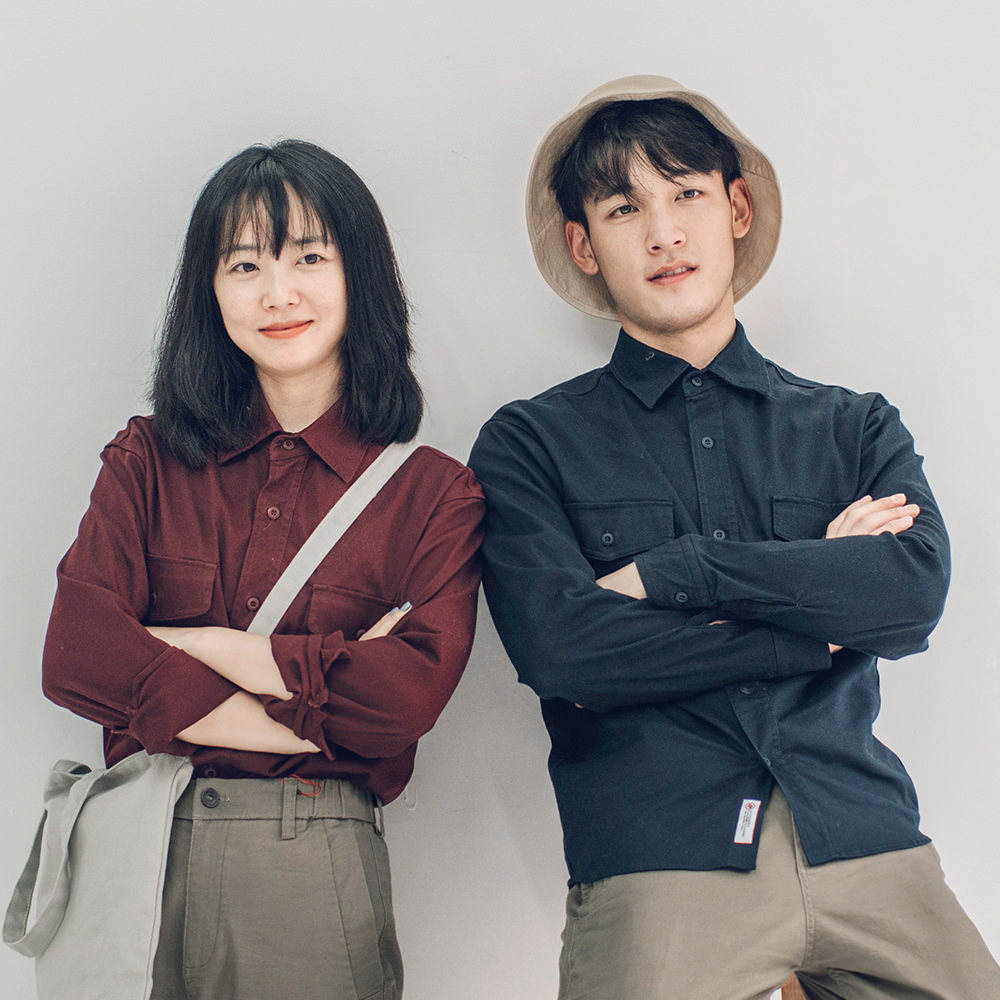 bytehare.9822猫眼纹工装三本针双贴袋男士衬衫情侣装衬衣