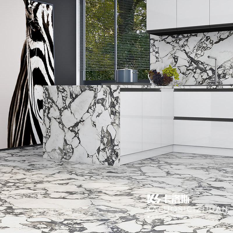 轻奢法式柔光大花白宝格丽大理石瓷砖客厅地砖别墅厨房卫生间墙砖