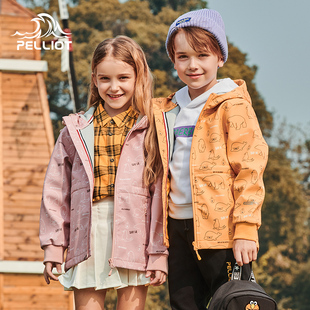 伯希和童装软壳衣 男童女童2019新款保暖加绒冲锋衣儿童防风外套
