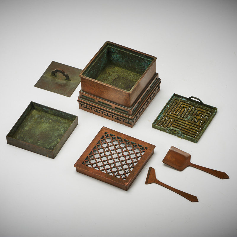 正方印香炉 陈巧生铜炉 手工仿古丁月湖印香炉