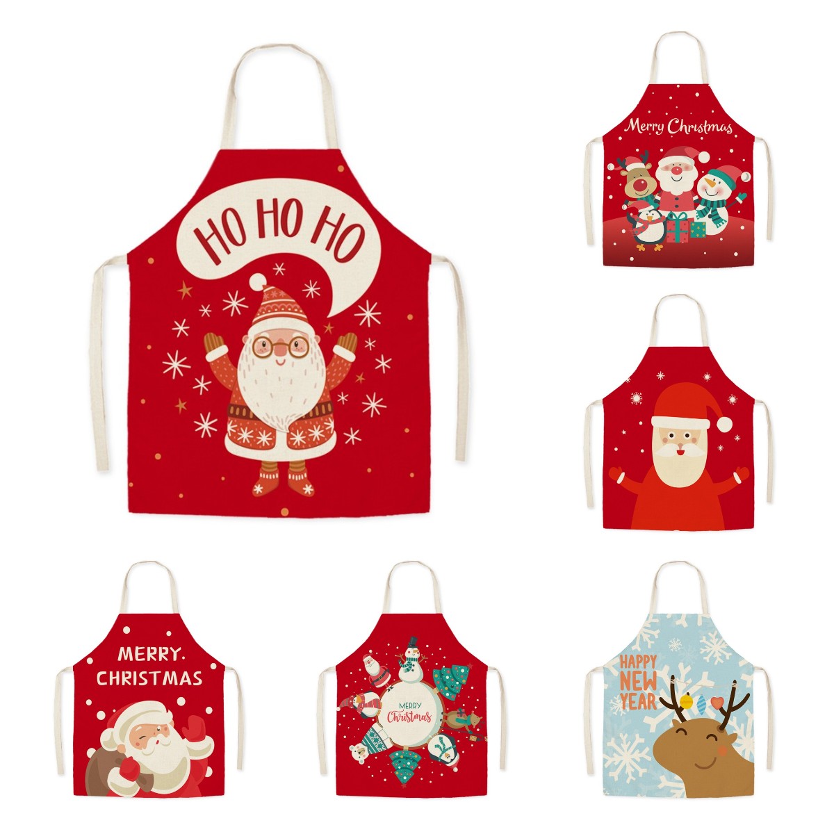 圣诞老人跨境布艺围裙可爱卡通烘焙厨房家居个性创意美术礼品罩衣