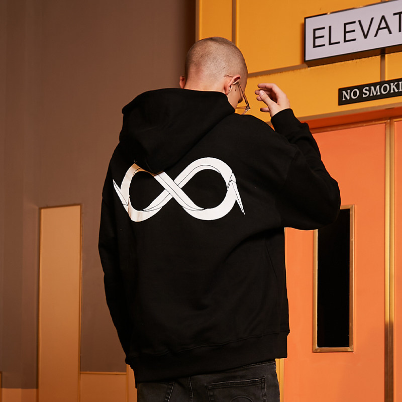 bipolar基础字体连帽卫衣2021秋季新款国潮街头嘻哈休闲宽松帽衫