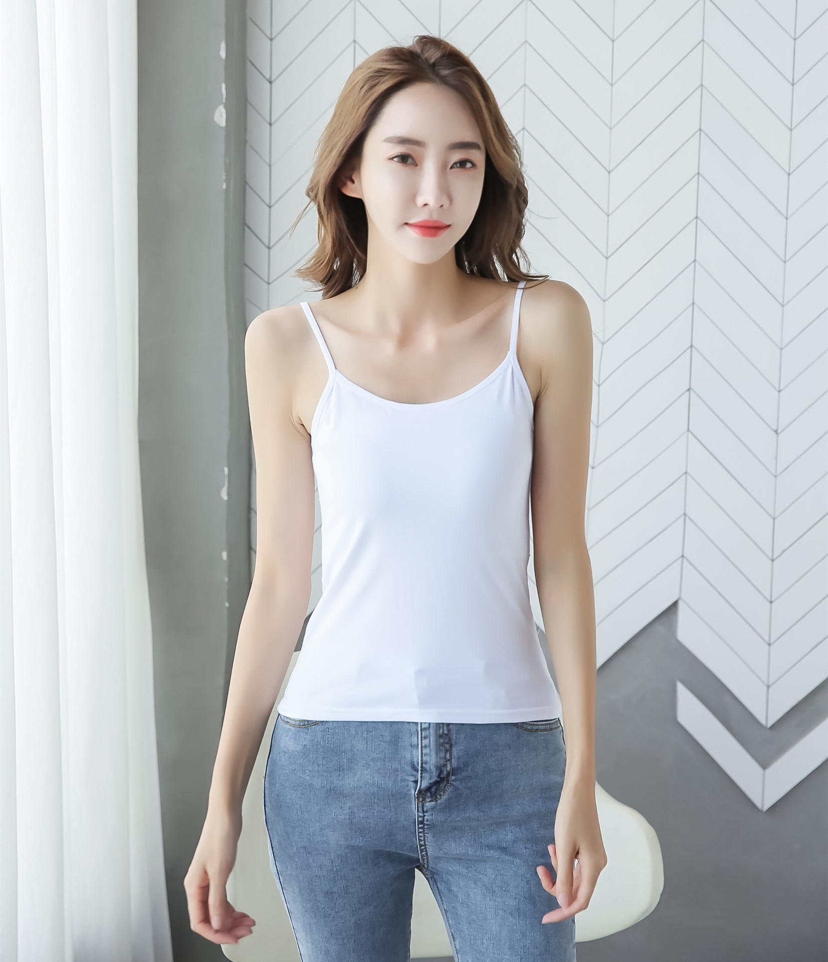 背心韩版冬_纯棉吊带背心女韩版修身春夏秋冬女式内搭吊带打底背心