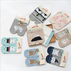 韩国袜子女 日系简约甜美卡通创意对对短袜 全棉百搭潮流浅口船袜