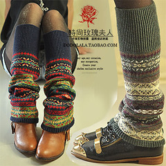 韩国加厚羊毛袜套靴套秋冬过膝保暖腿套堆堆袜秋冬羊毛针织袜