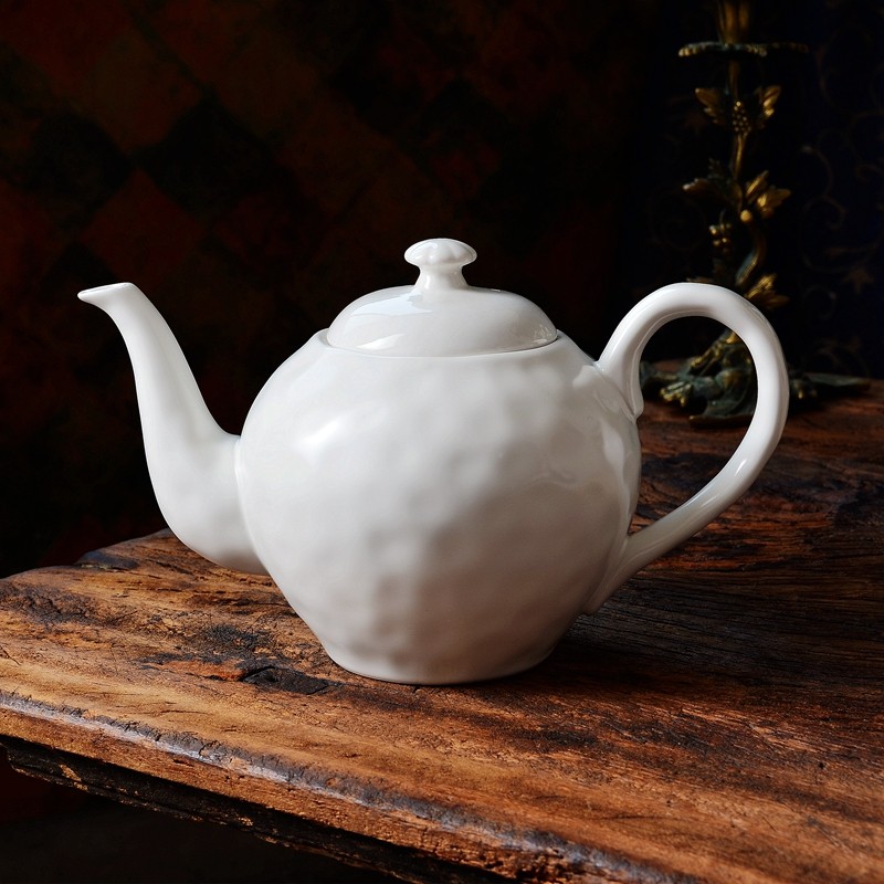 法式陶瓷咖啡1200毫升大壶釉下彩下午茶点糕点茶壶过滤孔壶 微瑕