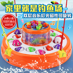 儿童电动钓鱼玩具旋转磁性故事机可充电宝宝益智玩具2-4 3-6周岁