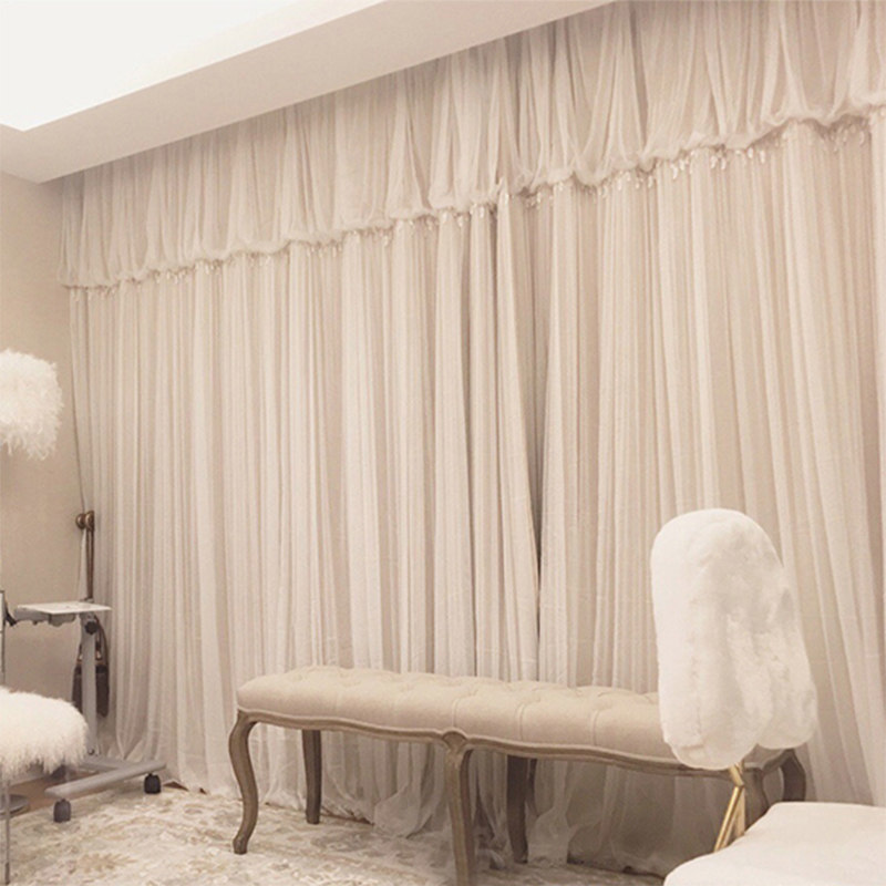 北欧网红双层遮光抖音双层布纱一体定制公主婚房卧室成品落地窗帘