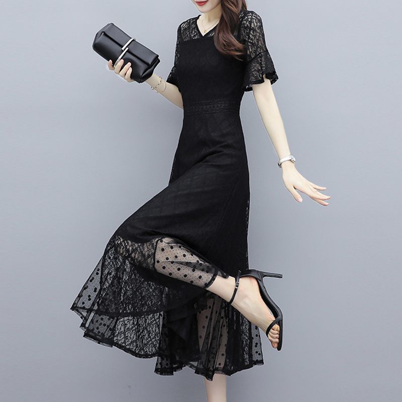 蕾丝鱼尾裙连衣裙高端