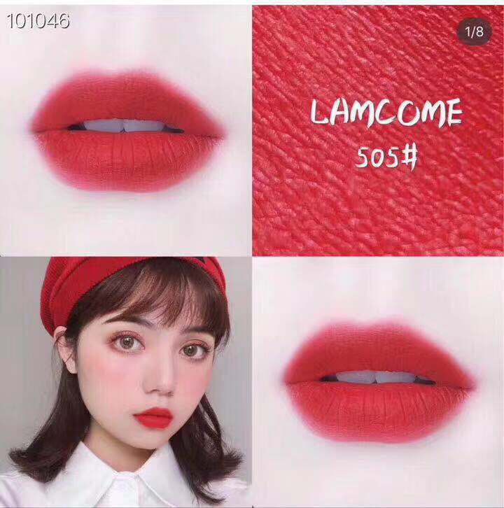 lancome/兰蔻黑管唇膏 196# 口红胡萝卜色哑光滋润柔雾朱砂色505
